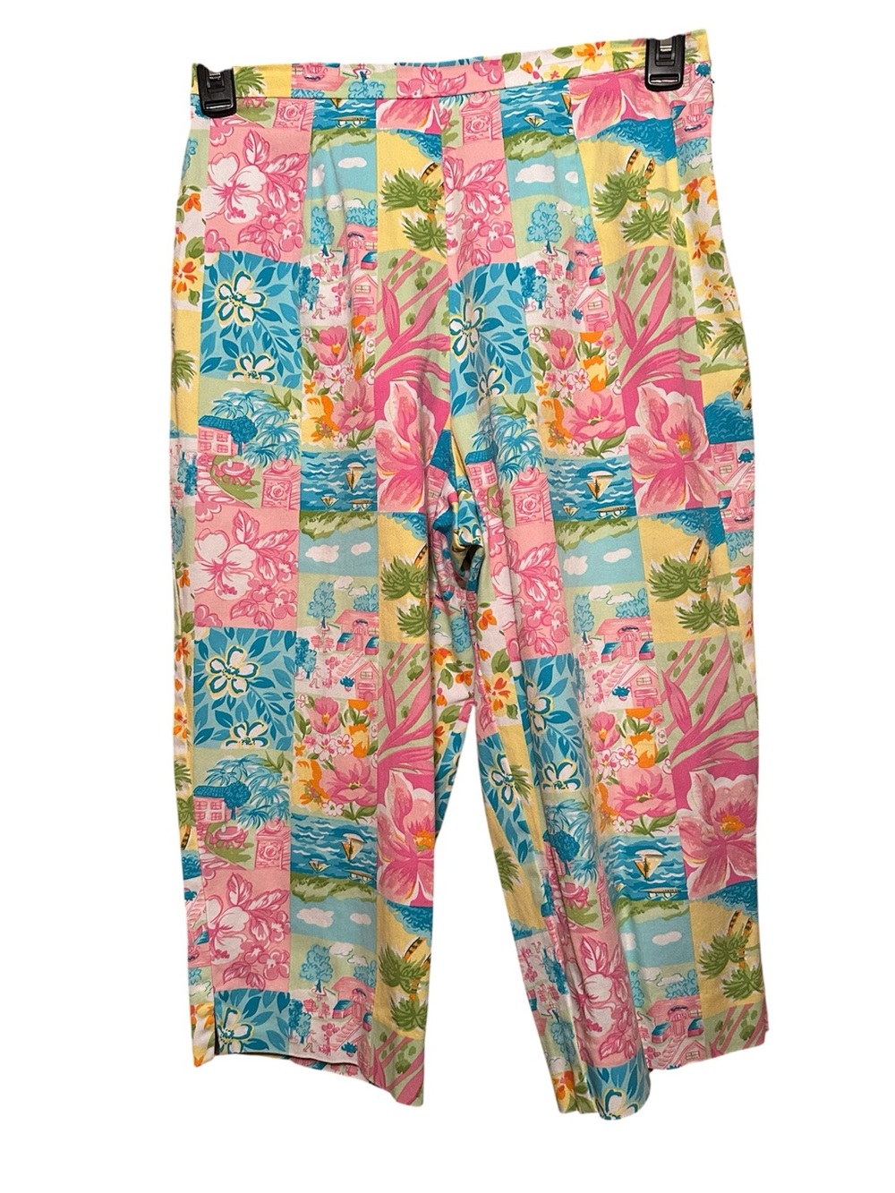Briggs New York Pastel Tropical/Floral Patchwork Capri Pants size 8P